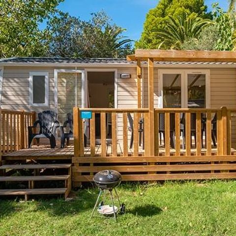 Mobilheim 6 Personen - Comfort | 3 Schlafz. | 6 Pers. | Erhöhte Terrasse | Klimaanlage