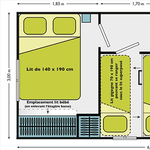 MOBILHOME 5 personas - MRI VACANCIAL (sin instalaciones sanitarias)