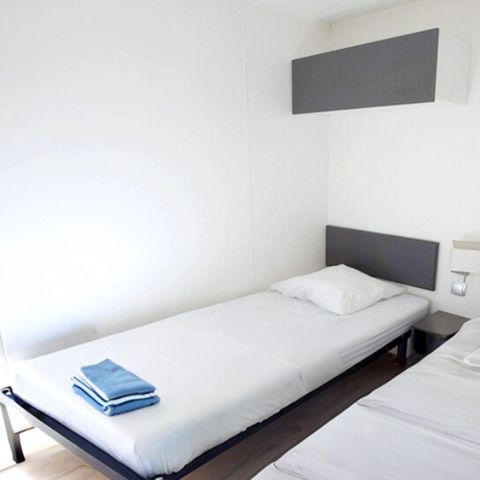 MOBILHOME 4 personas - Premium 40m² 2 habitaciones + CLIM + TV + terraza panorámica + sábanas + toallas