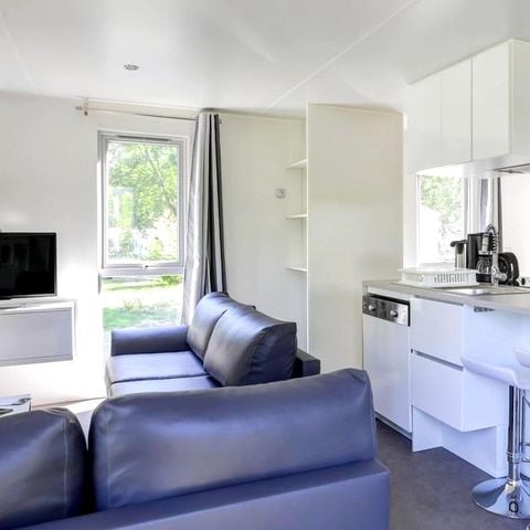 Stacaravan 4 personen - Premium 40m² 2 kamers + CLIM + TV + panoramisch terras + Bedlinnenpakket + handdoeken