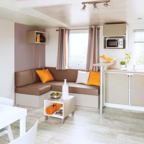 Mobilheim 4 personen - NEW //Homeflower Premium 35m² 3 Schlafzimmer + KLIMA + halbüberdachte Terrasse + TV + Bettwäsche + Handtücher