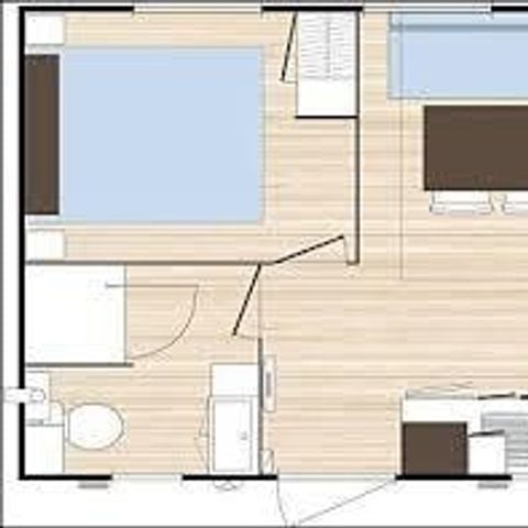 Mobilhome 2 personnes - Standard 18m² - 1 chambre - Terrasse semi-couverte