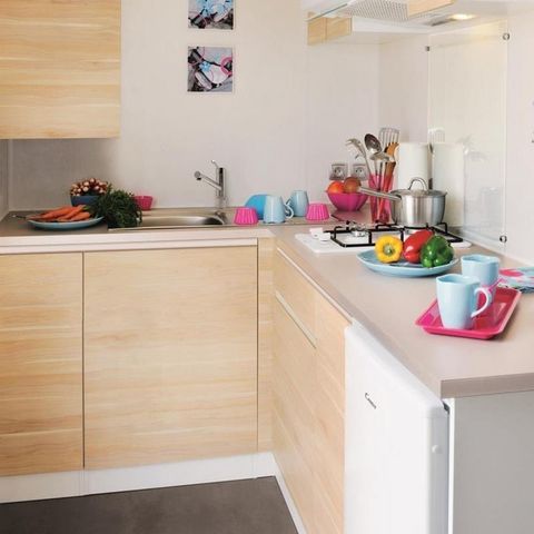 Stacaravan 2 personen - Stacaravan Standaard 18m² 1 kamer + halfoverdekt terras