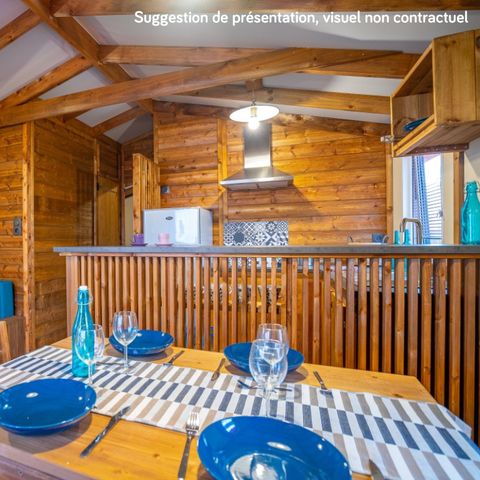 Safarizelt 5 personen - Lodge Premium VIP 45m² 2 Zimmer, davon 11m² Terrasse + TV + Bettwäsche + Handtücher