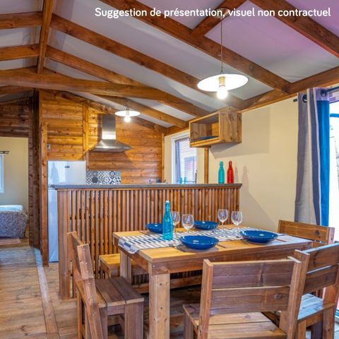 Safarizelt 5 personen - Lodge Premium VIP 45m² 2 Zimmer, davon 11m² Terrasse + TV + Bettwäsche + Handtücher