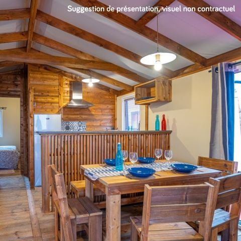 TENTE TOILE ET BOIS 5 personnes - Lodge Premium VIP 45m² 2 chambres dont terrasse de 11m² + TV + Draps + Serviettes