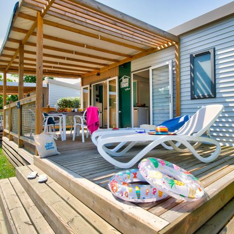 Mobile home 6 persons - Comfort Mobile-home 35m² 3 bedrooms + semi-covered terrace + TV + dishwasher