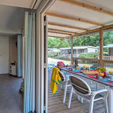Mobile home 6 persons - Comfort Mobile-home 35m² 3 bedrooms + semi-covered terrace + TV + dishwasher