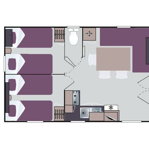 Stacaravan 6 personen - Vrije tijd 6 personen 3 slaapkamers 30m²