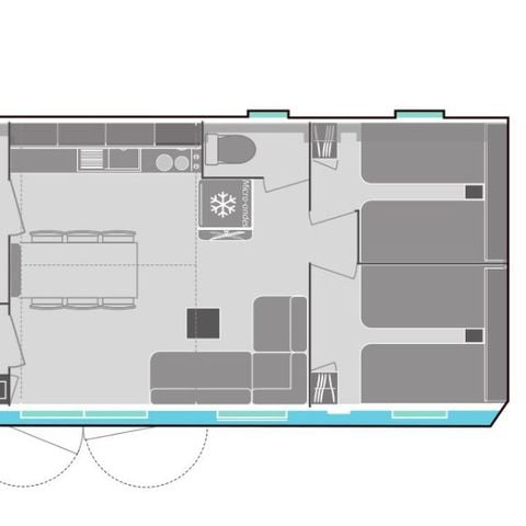 Mobilhome 6 personas - Loisir+ 6 personas 3 habitaciones 32m².