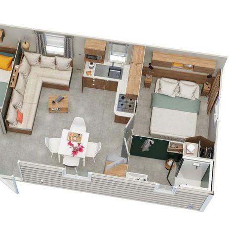 Stacaravan 6 personen - Stacaravan Evasion+ 6 personen 2 kamers 30m² - stacaravan voor 6 personen