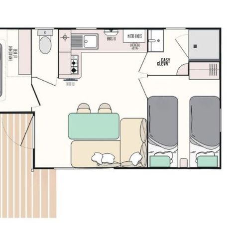 Mobilheim 7 Personen - Mobilheim Evasion+ 7 Personen 2 Zimmer 28m²