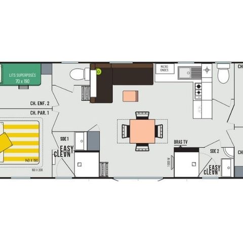 Mobilheim 8 personen - Mobilheim Confort+ 8 Personen 4 Schlafzimmer 2 Bäder