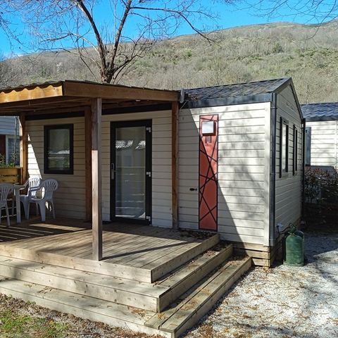Mobilheim 2 Personen - Komfort 23m² - 1 Zimmer + Überdachte Terrasse + Reversible Klimaanlage + TV