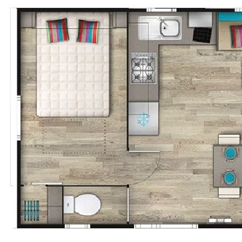 BUNGALOW 4 personnes - Confort 27m² - 2 chambres + Terrasse couverte + Clim réversible + TV