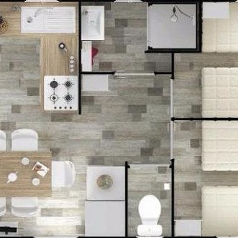 CASA MOBILE 6 persone - Comfort 36m² - 3 camere da letto + Terrazza coperta + Aria condizionata reversibile + TV