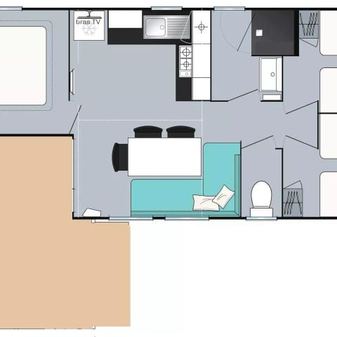 Stacaravan 6 personen - 4 kamers 6 personen Airconditioning + TV