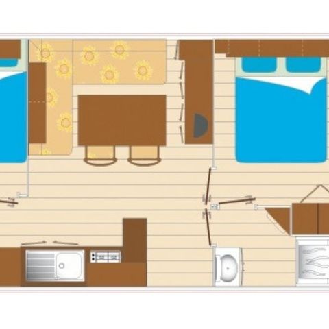 STACARAVAN 6 personen - Evasion+ 6 slaapplaatsen 2 slaapkamers 28m² + badkamer