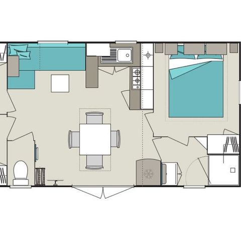 Stacaravan 8 personen - Confort+ - 3 kamers - 35m²