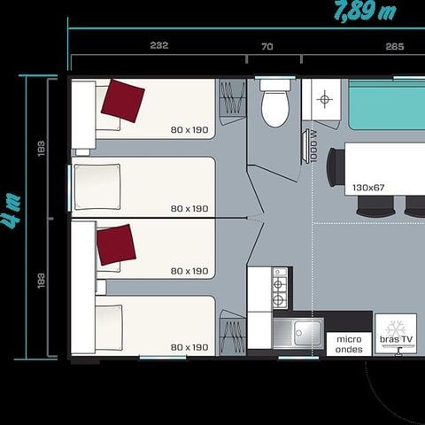 BUNGALOW 6 personnes - 3 chambres, 31m2 catégorie 3