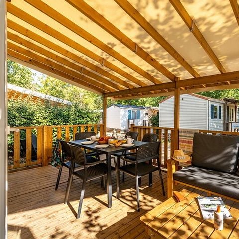 BUNGALOW 6 personnes - Mobil-home | Comfort | 3 Ch. | 6 Pers. | Terrasse Lounge | Clim.