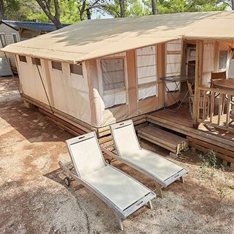 TENTE TOILE ET BOIS 5 personnes - Tente Safari | 2 Ch. | 4/5 Pers. | Clim.