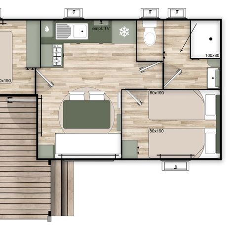 Mobilheim 4 Personen - COTTAGE PRIVILEGE - Blick auf das Afrikanische Reservat