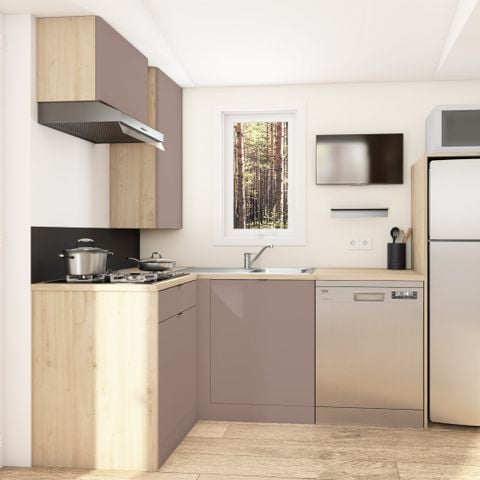 Stacaravan 4 personen - PRIVILEGE COTTAGE Uitzicht op het reservaat