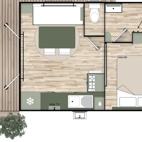 MOBILHOME 2 personas - SUITE PRIVILEGE - Vista parcial Reserva -