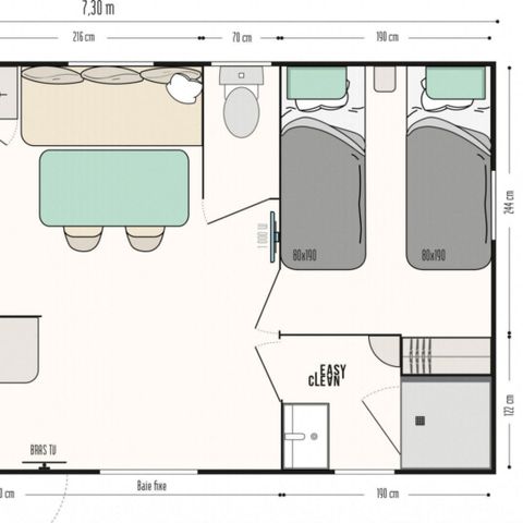 MOBILHOME 4 personnes - MH Riviera suite TOP 2Ch 4P