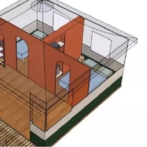 Glampingtent 5 personen - 3-kamer bungalowtent voor 5 personen - Geen sanitaire voorzieningen