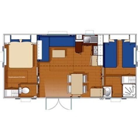 Stacaravan 6 personen - Stacaravan Cayanne Standard 31m² - 2 kamers - halfoverdekt terras - Eethoek - Eethoek - Eethoek - Eethoek - Eethoek - Eethoek - Eethoek.