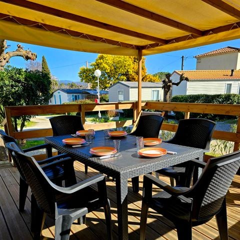 Mobilheim 6 personen - Cayanne Standard Clim 31m² - 2 Schlafzimmer - Halbüberdachte Terrasse - Klimaanlage