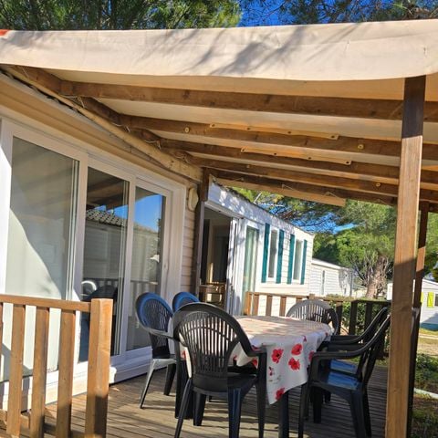 Mobilheim 6 personen - Mobilheim Cigalou Premium 34m² - 3 Schlafzimmer - halbüberdachte Terrasse - Klimaanlage