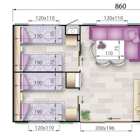 Mobile home 4 persons - GARDENIA