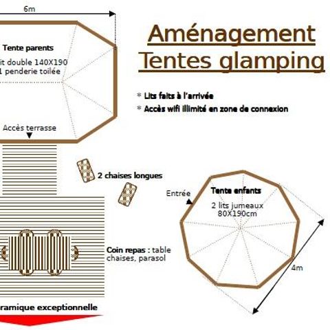 Tente 4 personnes - Glamping - 2 tentes sur emplacement - sans sanitaires