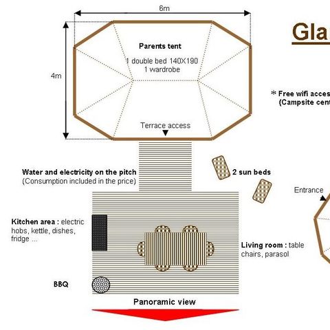 TENT 4 personen - Glamping - 2 tenten op plaats - geen sanitair