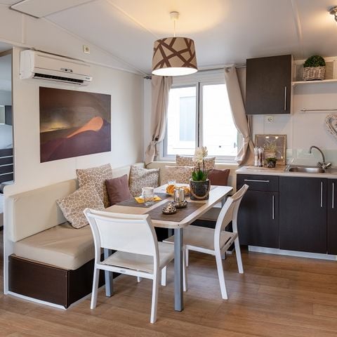 Mobilheim 4 personen - 3 Schlafzimmer / 1 Badezimmer - überdachte Terrasse
