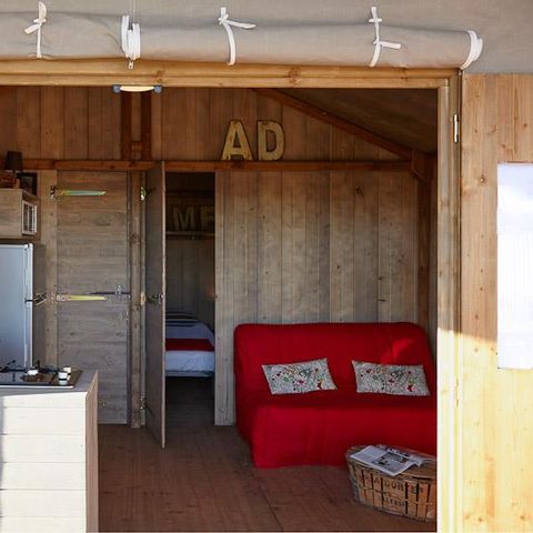 Accommodatie 4 personen - Cabane Lodge Bois sur pilotis Standaard 38m² (2 kamers) inclusief overdekt terras 12m² + TV 4 pers.