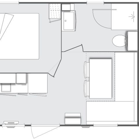 Mobilheim 2 personen - Standard 18m² - 1 Schlafzimmer - Halbüberdachte Terrasse - TV - KLIMAANLAGE 62844