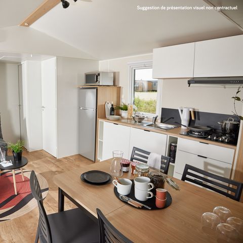 Mobile home 6 persons - Homeflower Premium 35m² - 3 bedrooms + semi-covered terrace + TV + sheets + towels + CLIM
