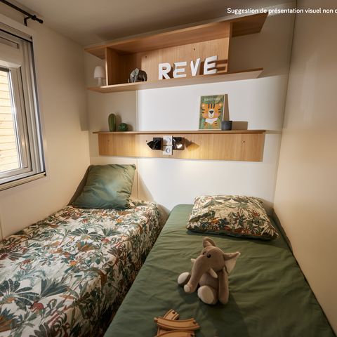 Mobile home 6 persons - Homeflower Premium 35m² - 3 bedrooms + semi-covered terrace + TV + sheets + towels + CLIM