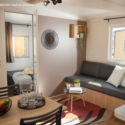 Mobile home 4 persons - Homeflower Premium 29m² - 2 bedrooms + semi-covered terrace + TV + sheets + towels + CLIM