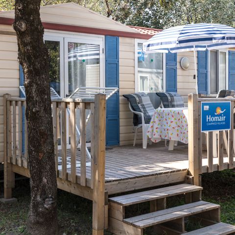 Mobilheim 6 personen - Classic | 2 Schlafz. | 4/6 Pers. | Erhöhte, nicht überdachte Terrasse | Clim.