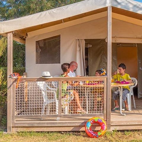 Tente en toile et en bois 5 personnes - Eco Lodge | 2 Ch. | 4/5 Pers. | Sans SDB