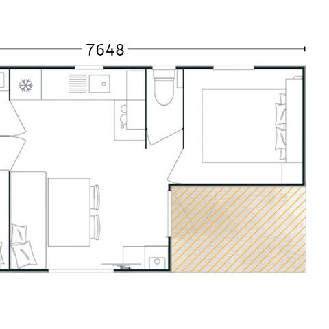 Stacaravan 4 personen - Bergamo 3 Kamers 4 Personen + TV