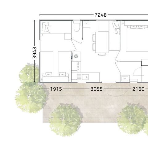 Casa mobile 5 persone - Mobil-home "CONFORT FAMIGLIA" con - 2 camere - Da letto e aria condizionata