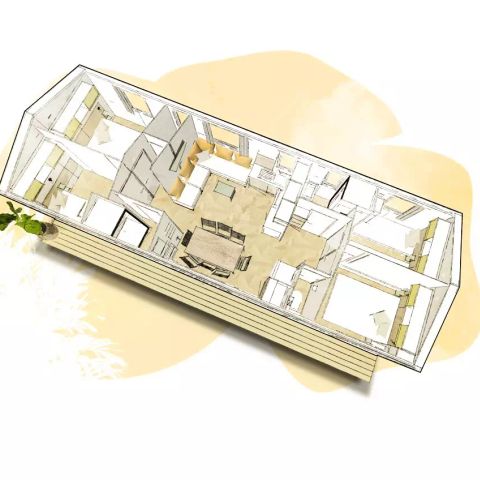 Mobilheim 8 Personen - Excellence 5 Zimmer 8 Personen Klimatisiert + TV 2sdb