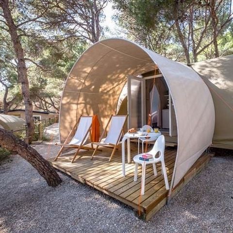 Tente en toile et en bois 4 personnes - COCO SHOP sans installations sanitaires