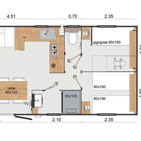 Mobile home 6 persons - Cottage Terrasses du causse - 3 bedrooms - 2 bathrooms